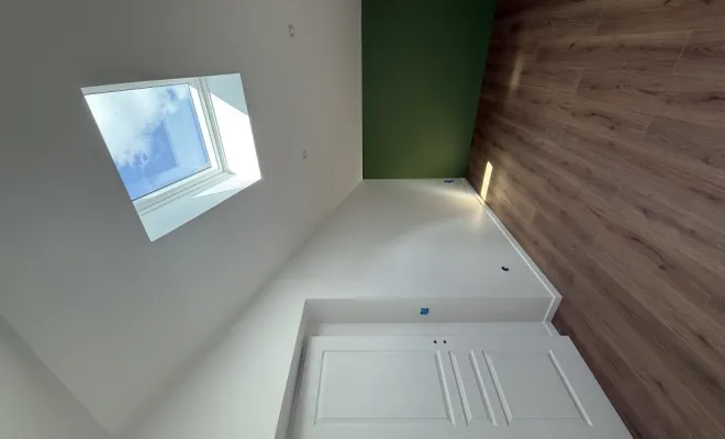 Rénovation de peinture avec bandes à joints et ponçage d’une chambre d'un appartement à Craponne, Grézieu-la-Varenne, Matière et Nuance